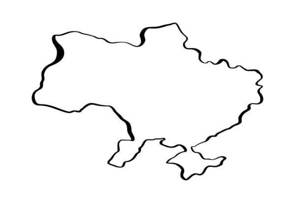 Line Art Vector Map Ukraine Black Brush Stroke Ukraine Design — Wektor stockowy