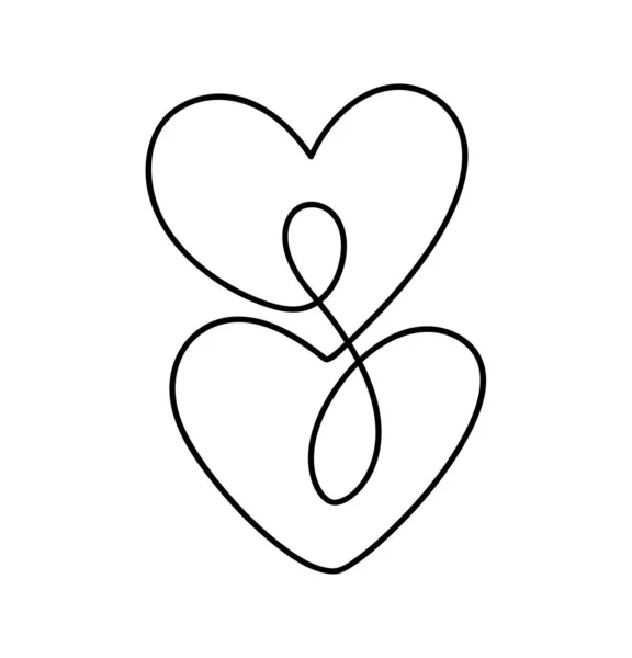 Black Calligraphy Two Lovers Hearts Hand Drawn Icon Logo Vector — ストックベクタ