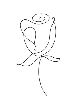 Vektör El Çiçek Gülü Çizimi. Minimalist Trendi Çağdaş Çiçek Tasarımı Duvar Sanatı Yazısı, Sosyal Medya Posteri Davetiyesi İçin Mükemmel.