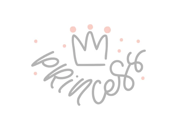 Princess Lettering Print Shirt Design Girls Clothes Princess Apparel Print — ストックベクタ