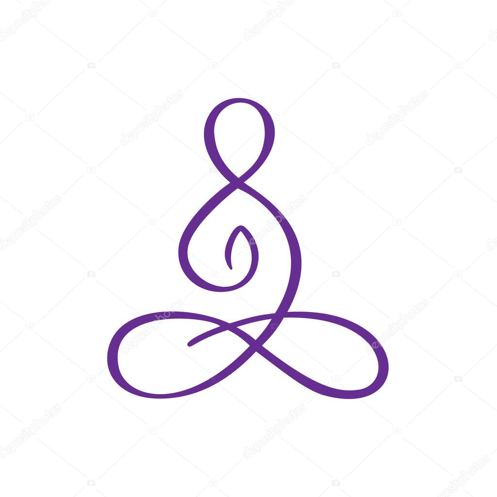 Yoga Lotus pose icon Vector Logo concept. Meditation Yoga Minimal Symbol. Health Spa Meditation Harmony Zen Logotype. Creative Graphic Sign design template.