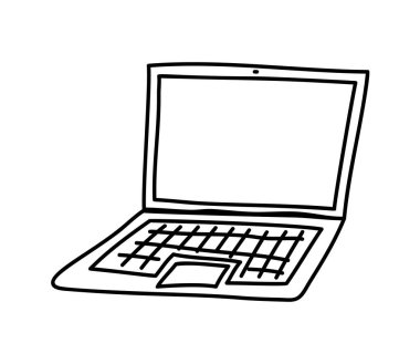 Beyaz arkaplanda izole edilmiş satırlar üzerinde vektör içinde el çizimi bilgisayar simgesi.