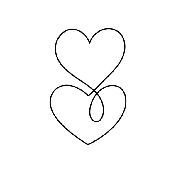 Schwarze Kalligraphie Zwei Liebesherzen Handgezeichnetes Symbol Logo Vektor Familie Valentinstag — Stockvektor