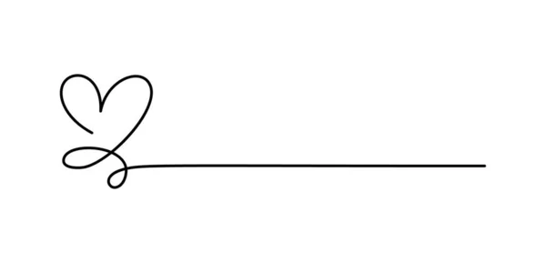 Monoline Hand Drawn Heart Line Text Love Icon Vector Doodle — Stock vektor