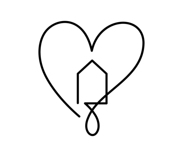House Heart Vector Hand Drawn Monoline Logo Icon Real Estate — Stock Vector