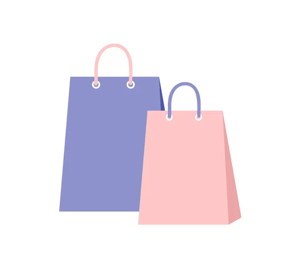 Two Shopping Bags Flat Cartoon Illustration Design Icon Website Trendy — 스톡 벡터