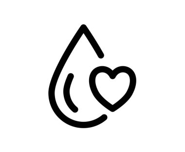 Monoline vector drop water and heart logo icon blood donar. Sign donation freshness and clear water for design template.