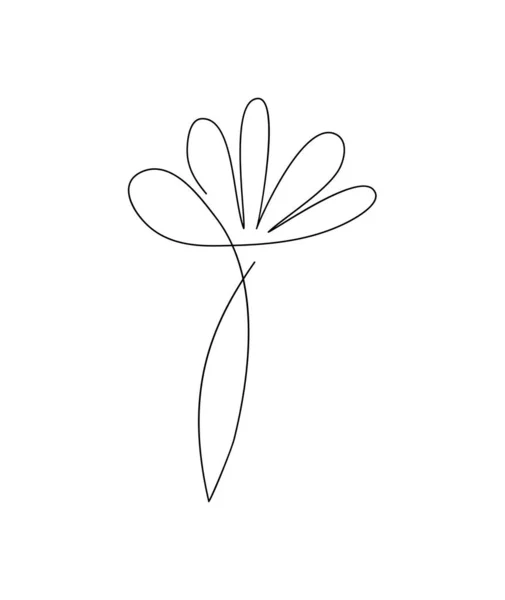 Квітковий Вектор Логотип Однієї Лінії Мистецтва Мінімалістичний Контур Малює Монолін — стоковий вектор