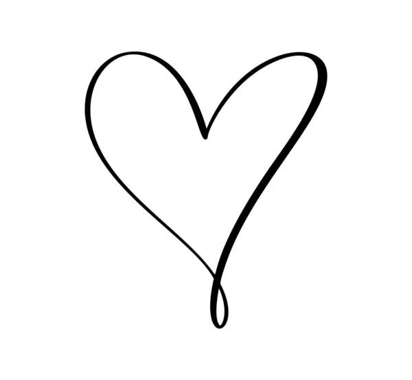 Kalligrafisk Kärlek Hjärta Logotyp Tecken Vektor Romantisk Illustration Symbol Passion — Stock vektor