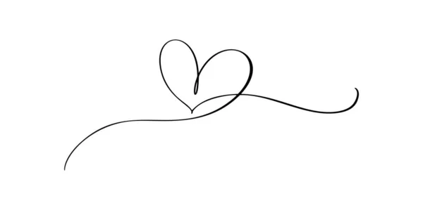 Flourish Vintage Vector Divider Valentine Day Hand Drawn Calligraphic Heart — Stock Vector