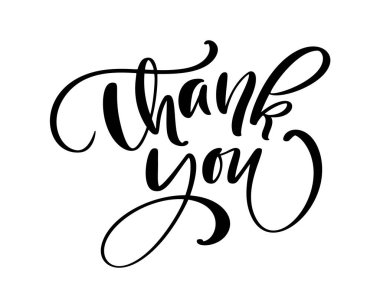 El yapımı klasik vektör metni. Teşekkürler. Düğün için el yazısı harfleri, Şükran Günü, tebrik kartı, etiket. Beyaz arkaplanda izole.