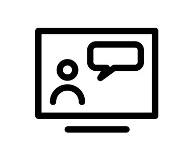 Çevrimiçi kurs anahat çizgisi ikonu giyin. Uzaktan eğitim, video konferansı, internet grup konferansı, eğitim sınavı, evden çalışma, kolay iletişim.