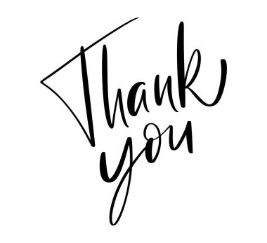 El yapımı klasik vektör metni. Teşekkürler. Düğün için el yazısı harfleri, Şükran Günü, tebrik kartı, etiket. Beyaz arkaplanda izole.