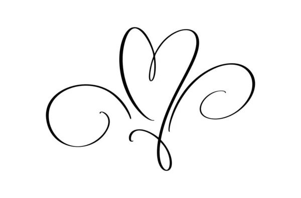 Signo Caligráfico Del Corazón Del Amor Vector Símbolo Ilustración Romántica — Vector de stock