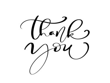 Vektör eli çizilmiş klasik metin. Teşekkürler. Düğün için el yazısı harfleri, Şükran Günü, tebrik kartı, etiket. Beyaz arkaplanda izole.