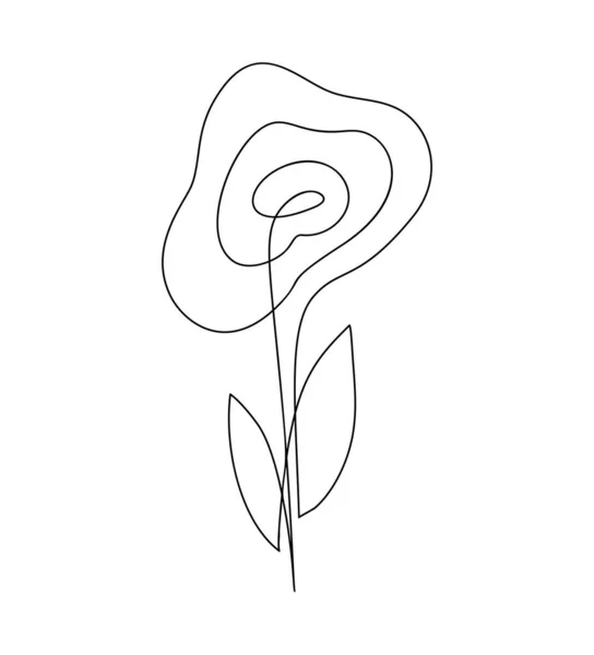 Fiore Rosa Vettore Una Linea Arte Logo Contorno Minimalista Disegno — Vettoriale Stock