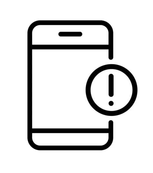 Mobiele Telefoon Pictogram Met Uitroepteken Vector Teken Lijn Art Stijl — Stockvector