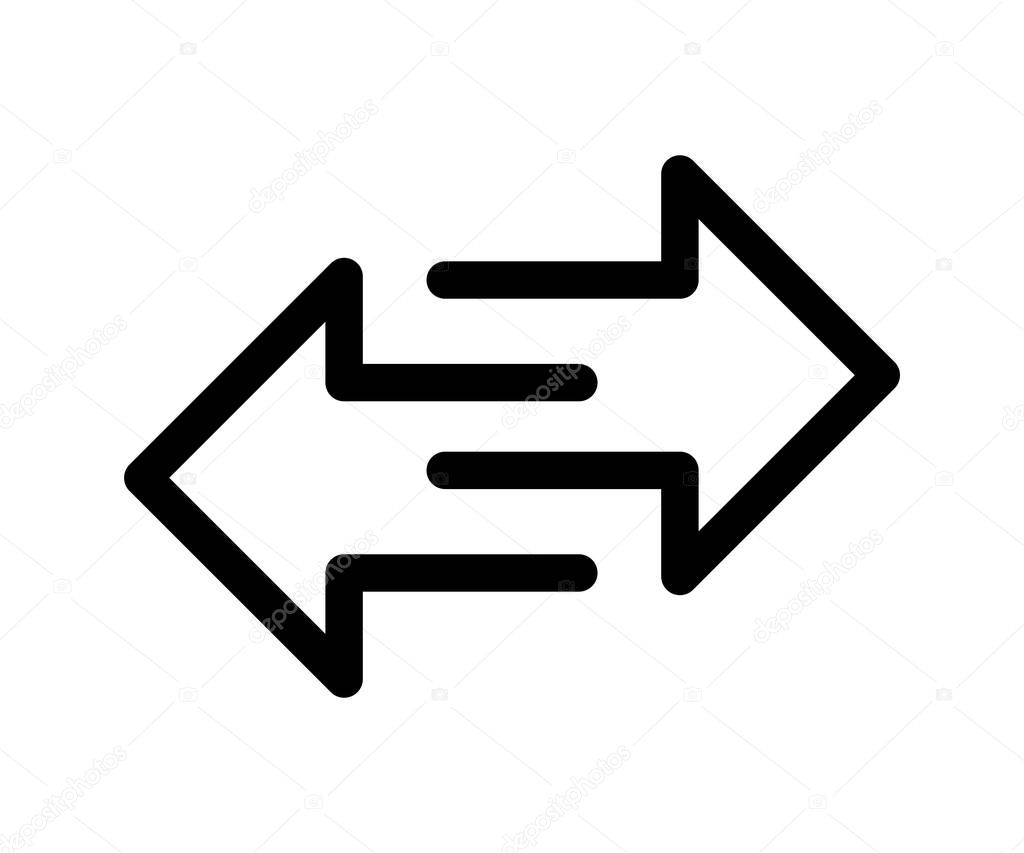 Two opposite arrows exchange vector icon. Transfer Arrow symbol. Different black directional icons, illustration for web design, mobile apps, interface and other design.