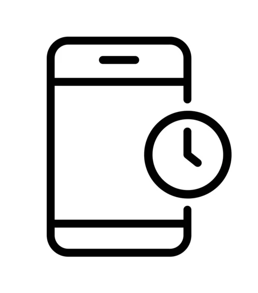 移动智能手机和时钟矢量图标 简单的符号线条风格 网站或移动应用程序的现代手机信号 — 图库矢量图片