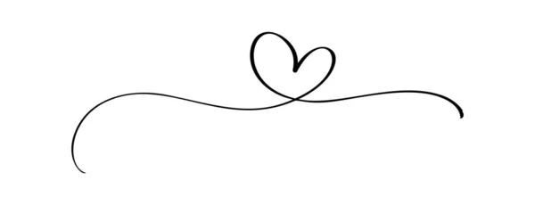 Flourish Vintage Vector Divider Valentine Day Hand Drawn Calligraphic Heart — Stock Vector