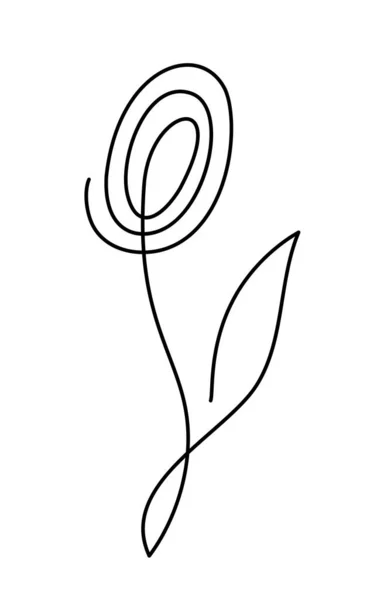 Flower Rose Vector One Line Art Logo Minimalist Contour Drawing — Stock Vector