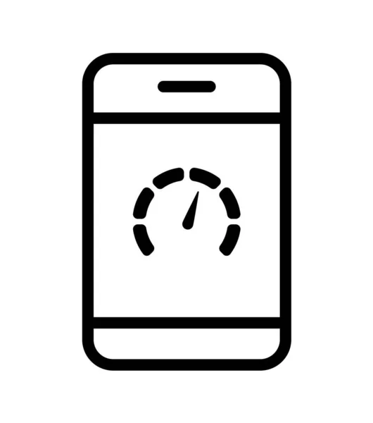 Vector Zwart Pictogram Snelheidsmeter Smartphone Meter Met Pijl Voor Dashboard — Stockvector