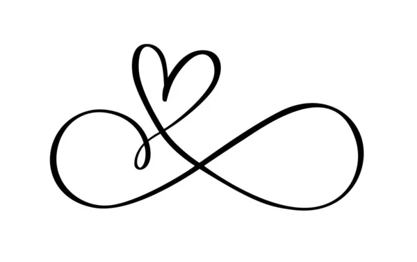 Love Vector Heart Logo Infinity Sign Postcard Valentines Day Wedding — Stock Vector