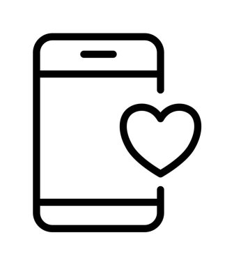 Basit bir akıllı telefon ve kalp çizgisi vektör ikonu. Piktogram telefon. Resimler beyaz arkaplanda izole edilmiş. Birinci kalite sembol. mobil uygulama ve web siteleri için imzalayın.