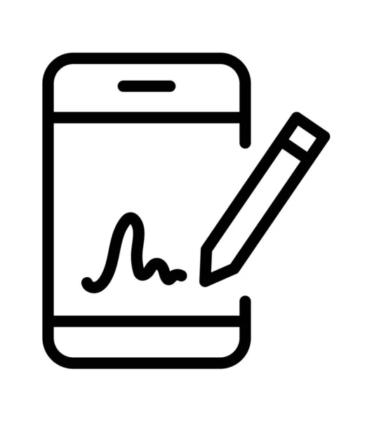 Digitale Handtekening Met Stylus Pen Mobiele Telefoon Platte Vector Pictogram — Stockvector