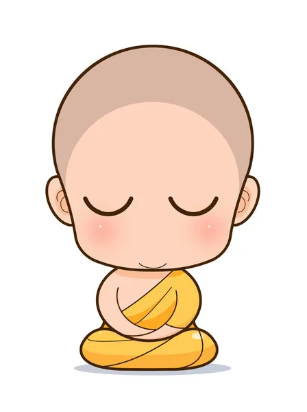 Buddyjski mnich kreskówka — Zdjęcie stockowe