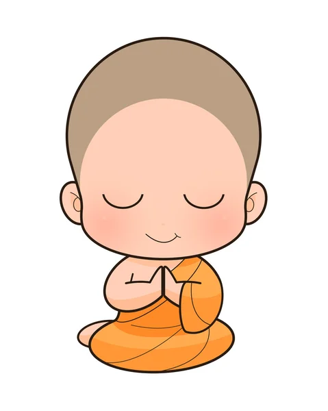 Buddyjski mnich kreskówka, ilustracja — Zdjęcie stockowe