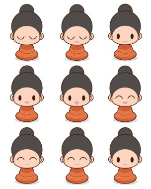 Facial expression of the buddhist Monk clipart