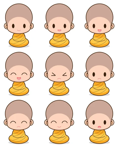 Facial expression of the buddhist Monk — Stock Vector