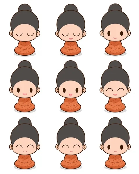 Výraz tváře buddhistický mnich — Stockový vektor