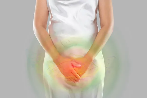 Vaginal Infection Vaginal Odor Women Gray Background — Stock Photo, Image