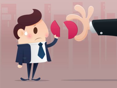 Çizgi film işadamı vergi ödüyor, vergi iadesi, Vektör illüstrasyonu