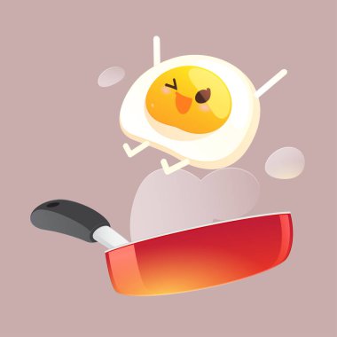 Bugünkü kahvaltı için sahanda yumurta. Çizgi film ve illüstrasyon tasarımı
