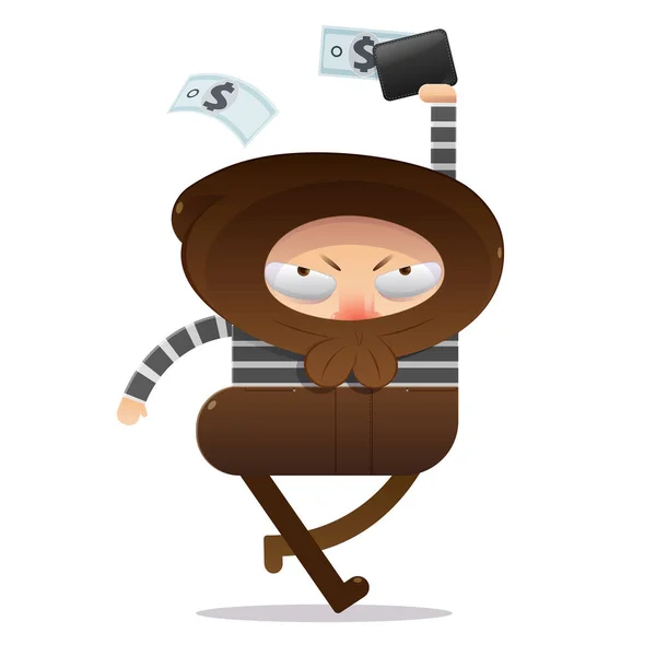 Thief Character White Background Bandit Cartoon Vector Illustration — Stock Vector