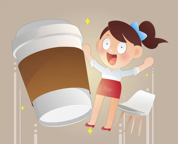 Bir Kadın Enerjiktir Çünkü Kahve Içer Illüstrasyon Vektör Tasarımı — Stok Vektör
