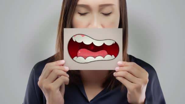 Mau Hálito Halitose Conceito Com Gengivas Saúde Dentes — Vídeo de Stock