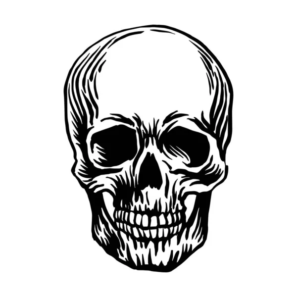 Crâne Dessin Noir Blanc — Image vectorielle