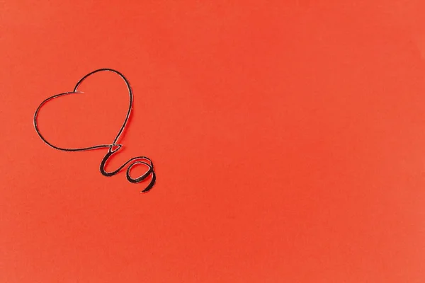 Coeur Papier Sur Fond Rouge Saint Valentin Carte Voeux Saint — Photo