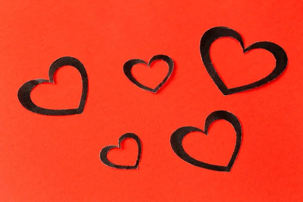 Coeurs Papier Sur Fond Rouge Saint Valentin Carte Voeux Saint — Photo