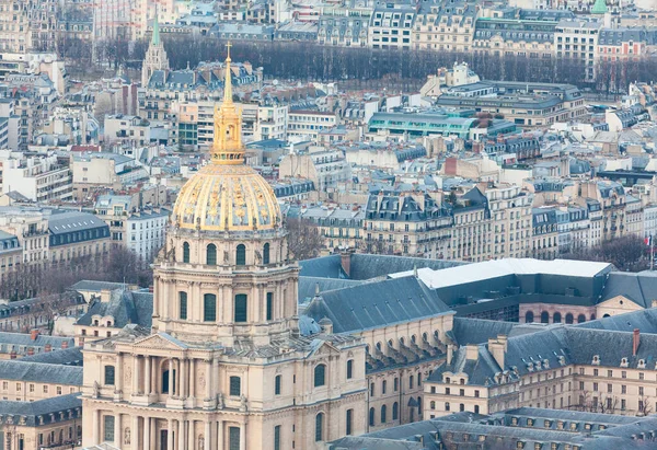 Золота Куполь Інвалідів Центральний Округ Парижа Вид Літака Париж Внизу — стокове фото