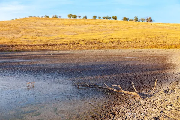 Ökensjö Arid Klimat Landskap Med Torka Sjö — Stockfoto