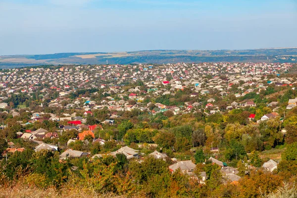 Panorama Över Byn Truseni Moldavien Flygbild Landskap Rustik Bosättning — Stockfoto