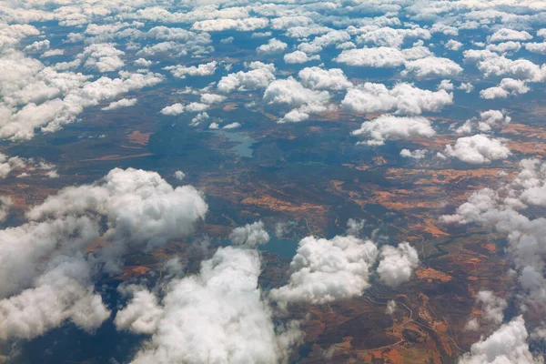 Nuvens Altocumulus Vista Cima Panorama Voo Nuvens Brancas Terra — Fotografia de Stock