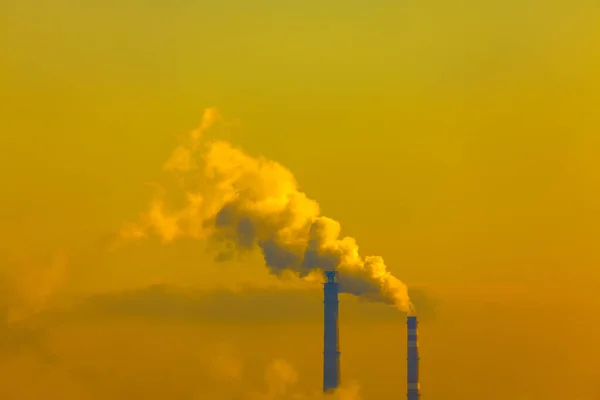 Серный Промышленный Дым Завода Загрязнение Воздуха Глобальное Потепление — стоковое фото