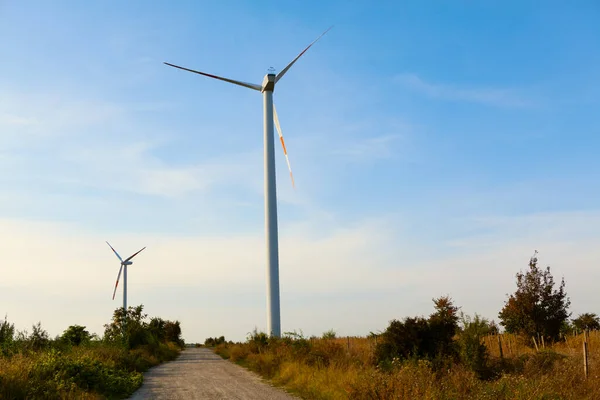 Wind Turbines Country Road Wind Energy Park Countryside Wind Power — Stock Photo, Image