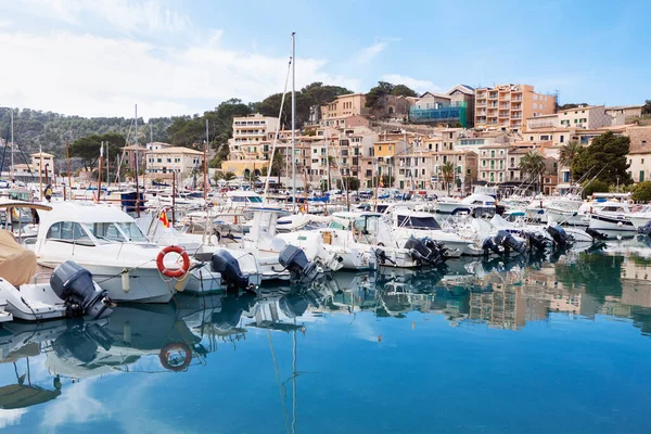 Port Soller Mallorca Boten Haven Van Balearen — Stockfoto